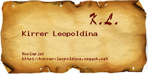 Kirrer Leopoldina névjegykártya
